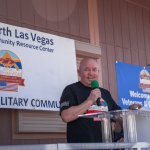 Walter Lescano, veterans services coordinator for North Las Vegas, speaks at the annual Memorial BBQ Resource Fair.
