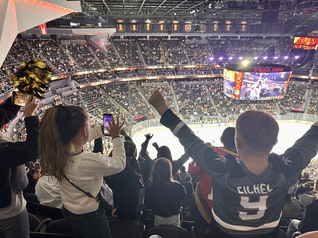 Kelley Ward's fifth-grade students at Addeliar Guy III Elementary School showed their support for the Vegas Golden Knights into overtime Thursday night.